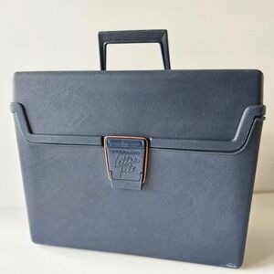 Vtg Sterling Letter File Organizer Storage Box W Handle - Navy‎ Blue